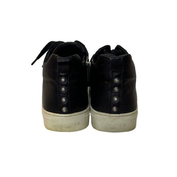 J/Slides NYC Womens Leather High-Top Sneakers Black With White Sole - Picture 3 of 8